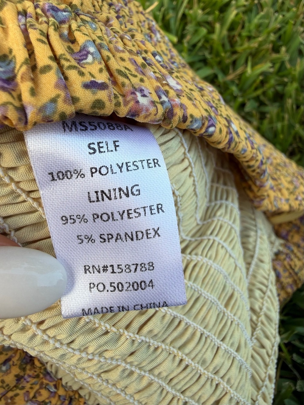 MABLE Floral Smocked Tiered Ruffle Skort Yellow Purple Boho Mini Skirt S NWOT - Picture 6 of 6